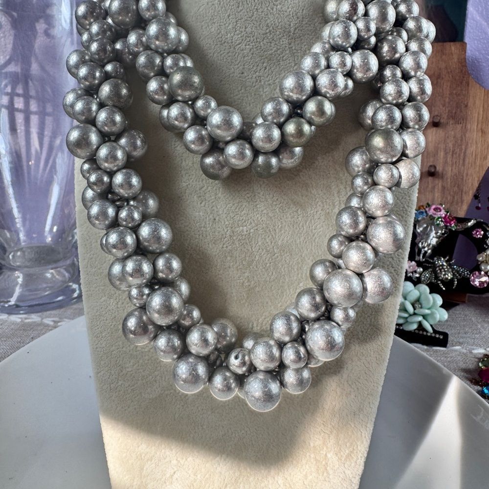 Vintage Silver Beaded Necklace